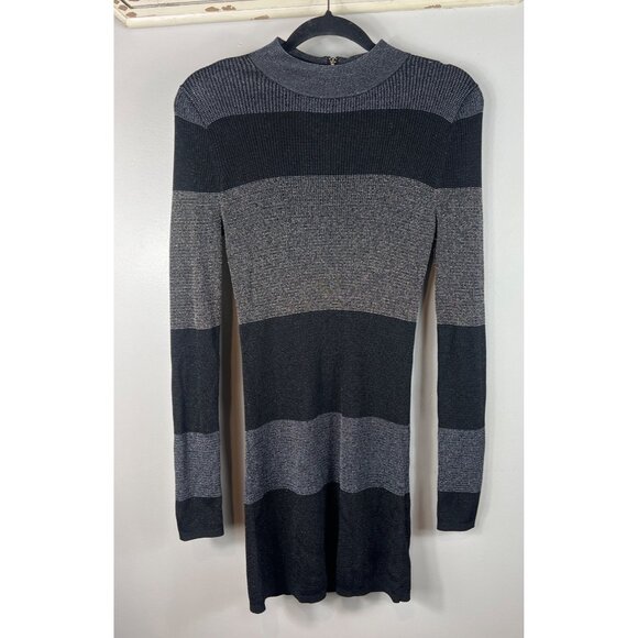 White House Black Market WHBM Sweater Dress Black Gold Cowl Neck Small - Picture 1 of 7